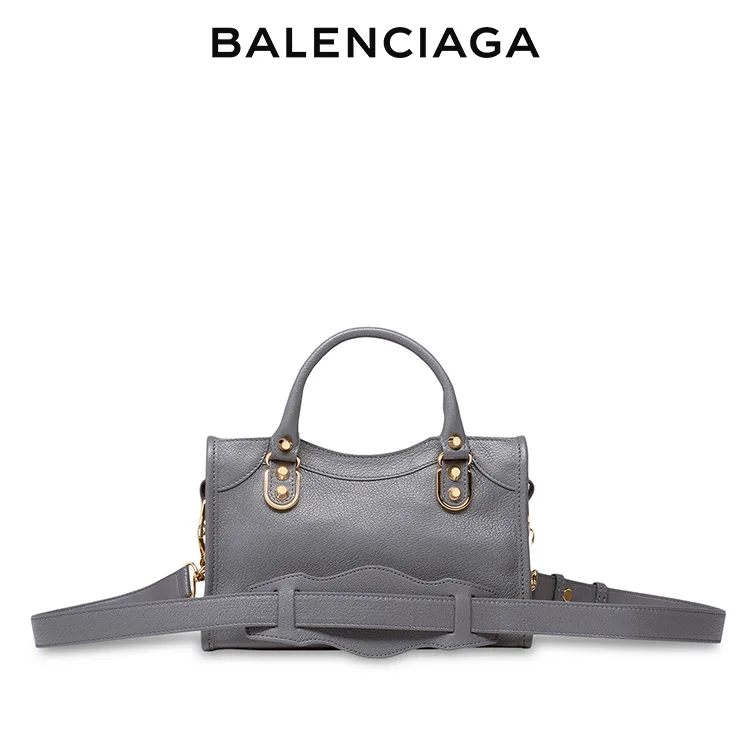 BALENCIAGA巴黎世家CLASSIC CITY女士羊皮革金扣單肩手提中號機車包