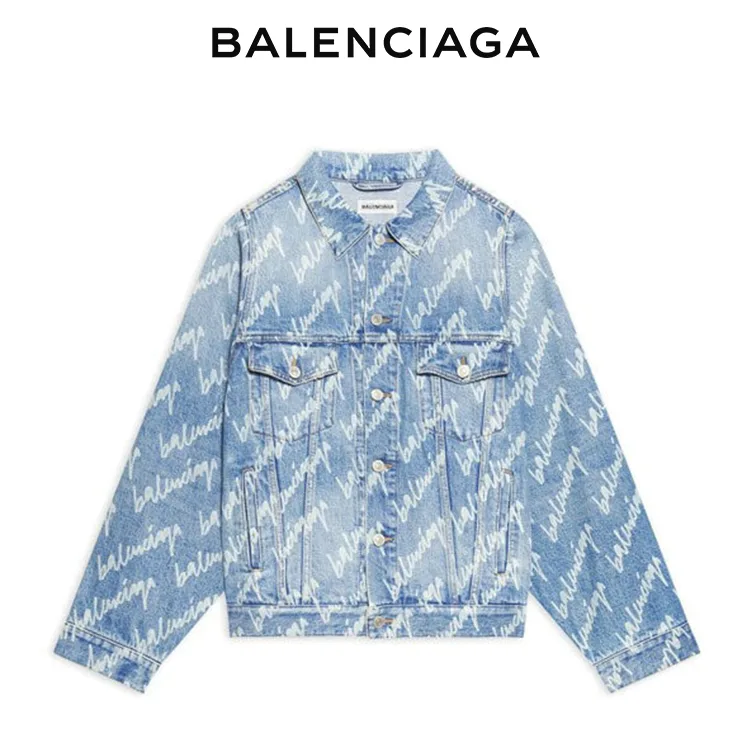 BALENCIAGA巴黎世家ALLOVER LOGO草寫簽字字母牛仔外套