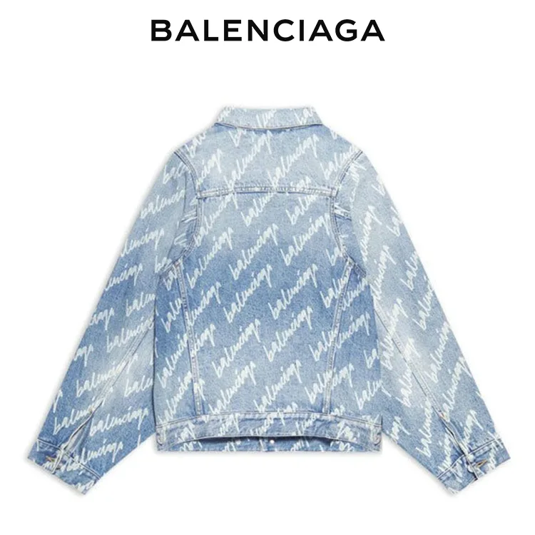 BALENCIAGA巴黎世家ALLOVER LOGO草寫簽字字母牛仔外套