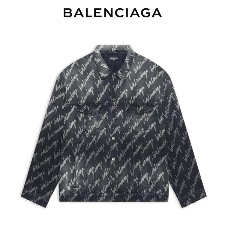 BALENCIAGA巴黎世家ALLOVER LOGO草寫簽字字母牛仔外套