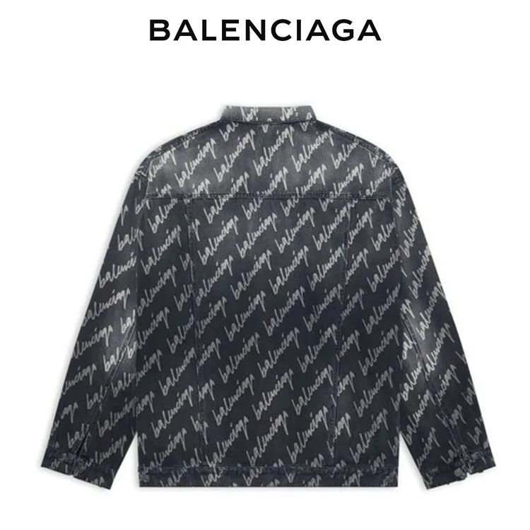 BALENCIAGA巴黎世家ALLOVER LOGO草寫簽字字母牛仔外套