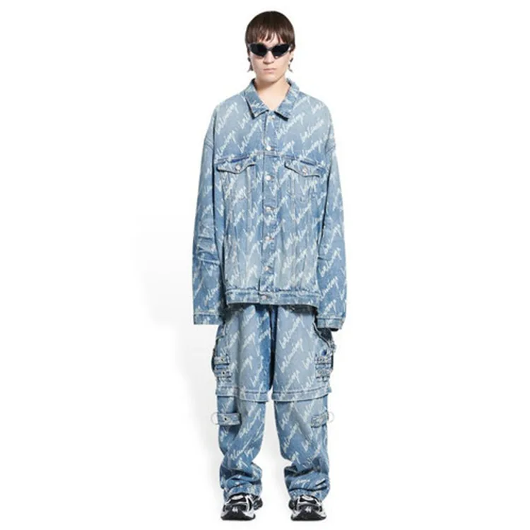 BALENCIAGA巴黎世家ALLOVER LOGO草寫簽字字母牛仔外套