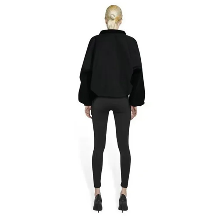 BALENCIAGA巴黎世家品牌標識撞色拼接潮流立領夾克拉鍊外套