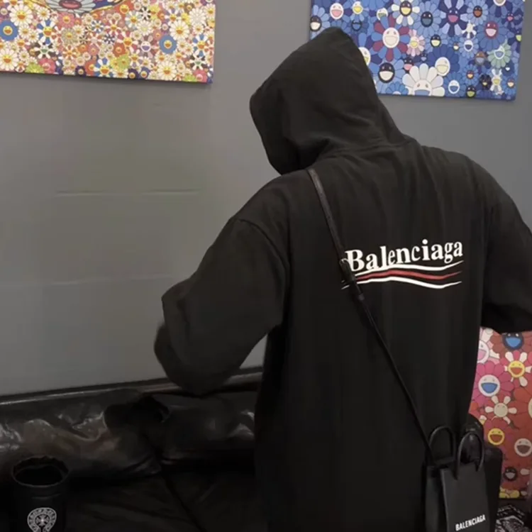 BALENCIAGA巴黎世家經典帽T波浪可樂標衛衣連帽衫 男女同款
