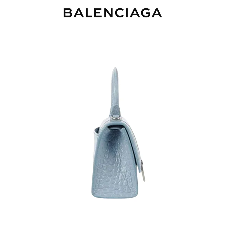 BALENCIAGA巴黎世家HOURGLASS女士鱷魚紋壓花沙漏包單肩斜挎手提包