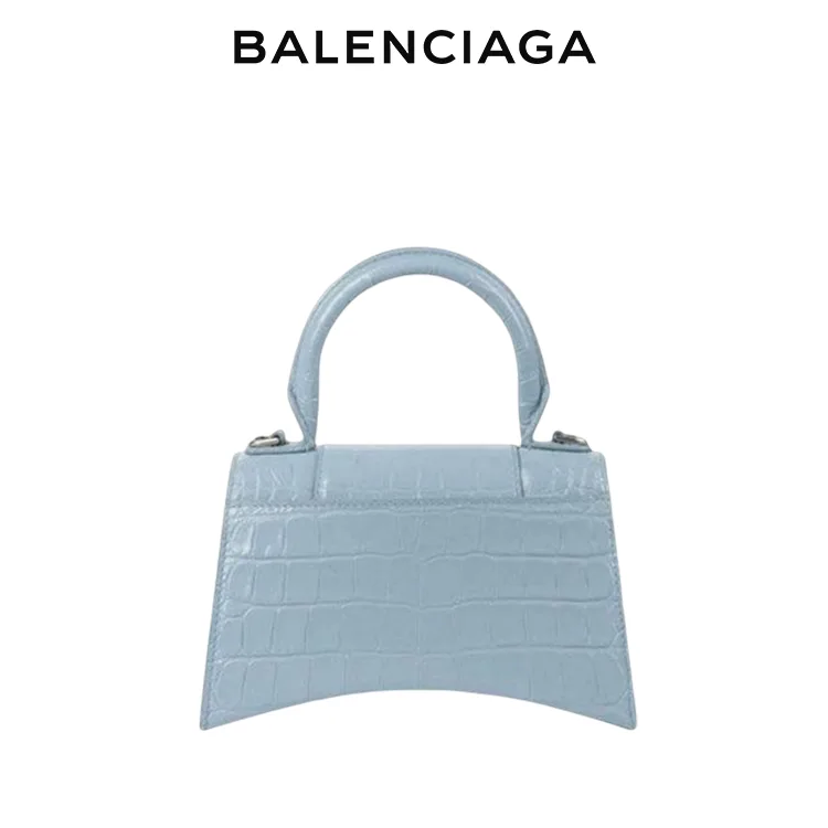 BALENCIAGA巴黎世家HOURGLASS女士鱷魚紋壓花沙漏包單肩斜挎手提包