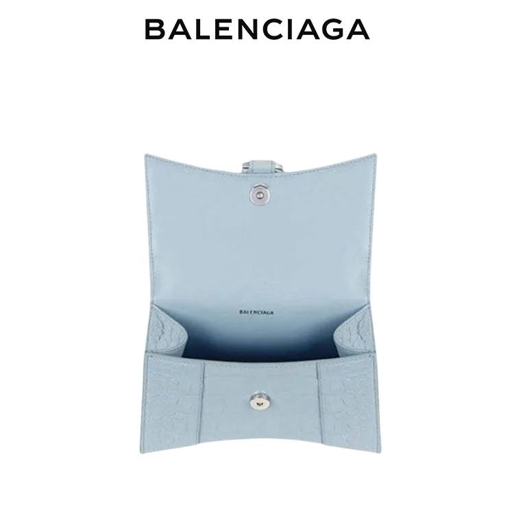 BALENCIAGA巴黎世家HOURGLASS女士鱷魚紋壓花沙漏包單肩斜挎手提包
