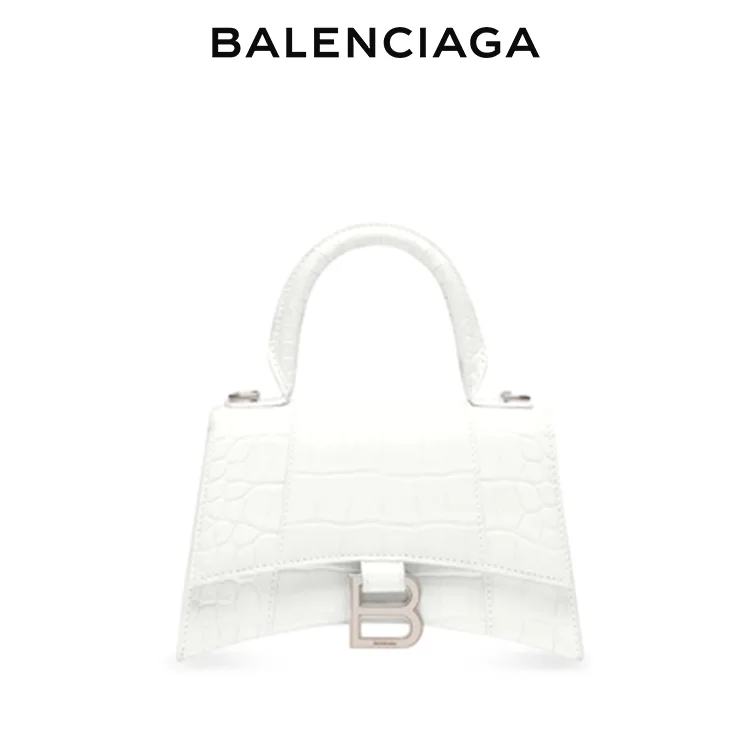 BALENCIAGA巴黎世家HOURGLASS女士鱷魚紋壓花沙漏包單肩斜挎手提包