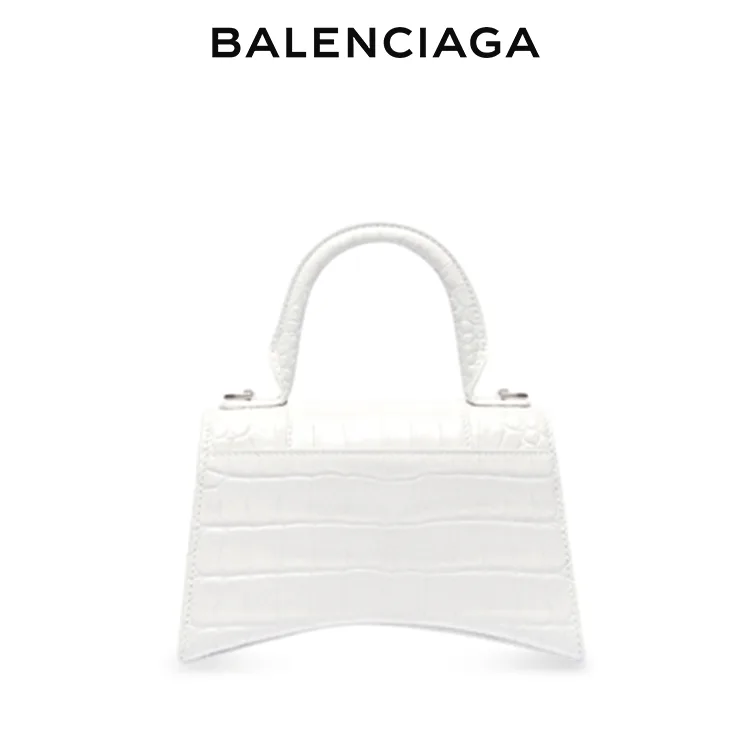 BALENCIAGA巴黎世家HOURGLASS女士鱷魚紋壓花沙漏包單肩斜挎手提包
