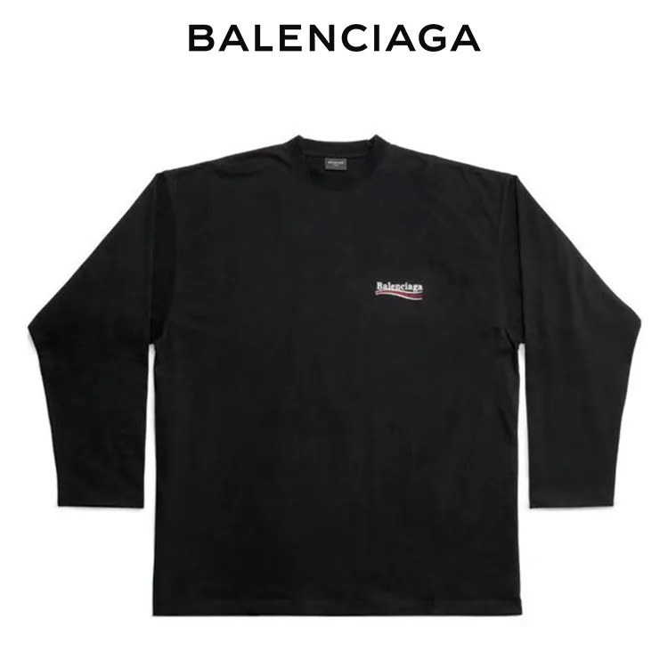 BALENCIAGA巴黎世家經典波浪可樂標長袖T恤