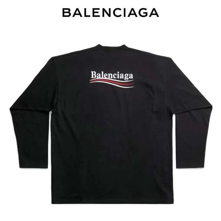BALENCIAGA巴黎世家經典波浪可樂標長袖T恤
