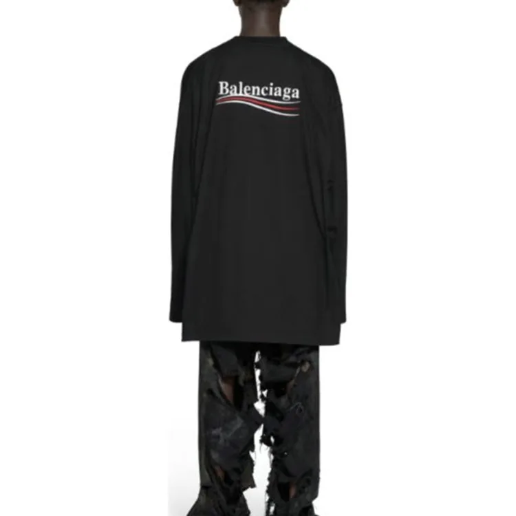 BALENCIAGA巴黎世家經典波浪可樂標長袖T恤