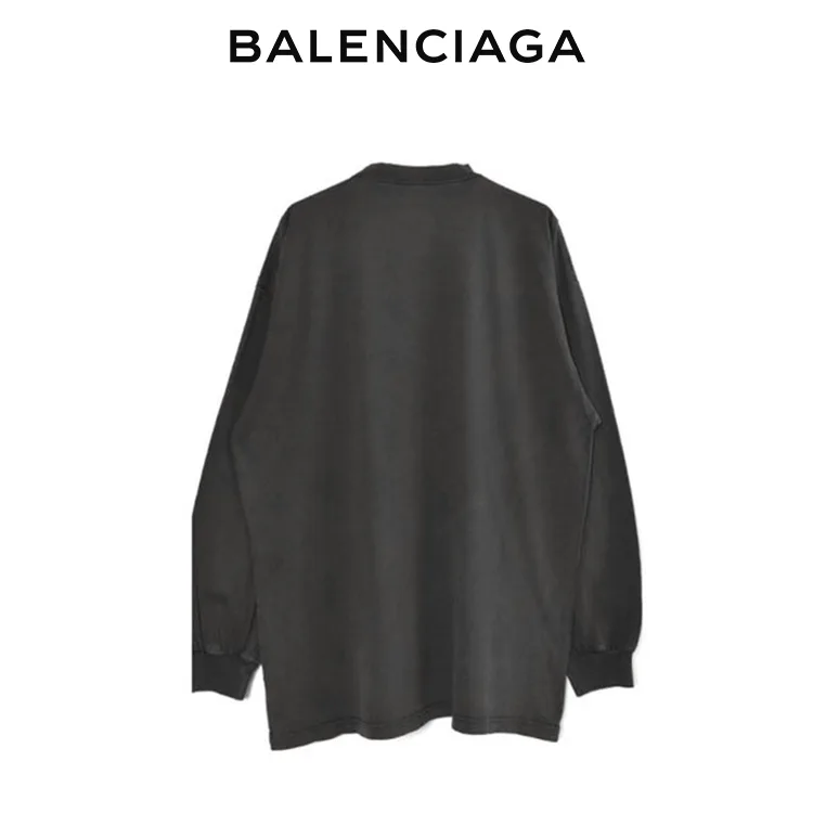 BALENCIAGA巴黎世家紅色字母BB刺繡LOGO長袖T恤