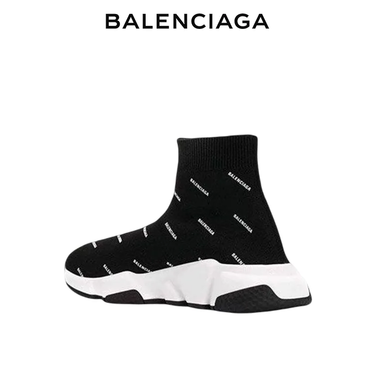 BALENCIAGA巴黎世家SPEED TRAINER ALLOVER LOGO針織襪套鞋 男女同款