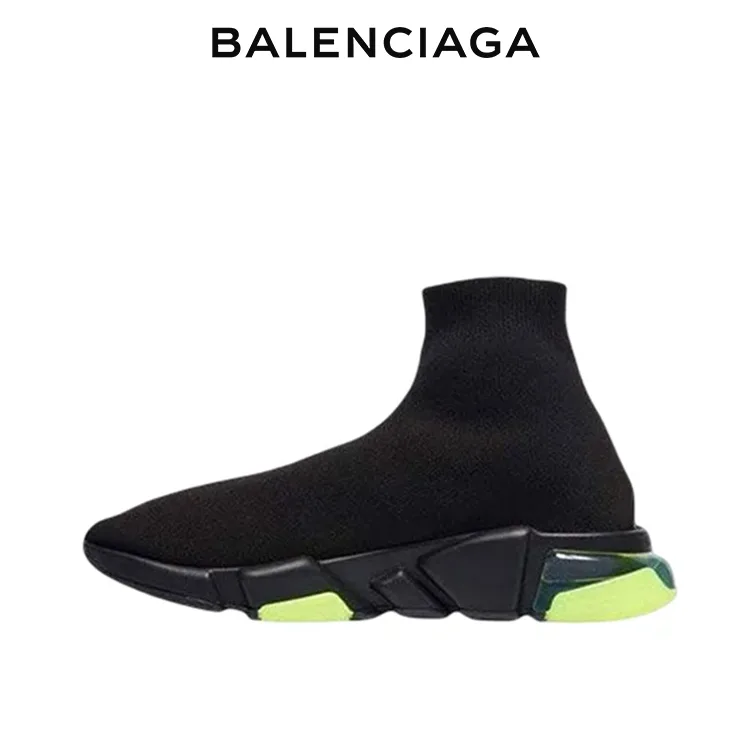 BALENCIAGA巴黎世家SPEED TRAINER男女襪套鞋 黑綠