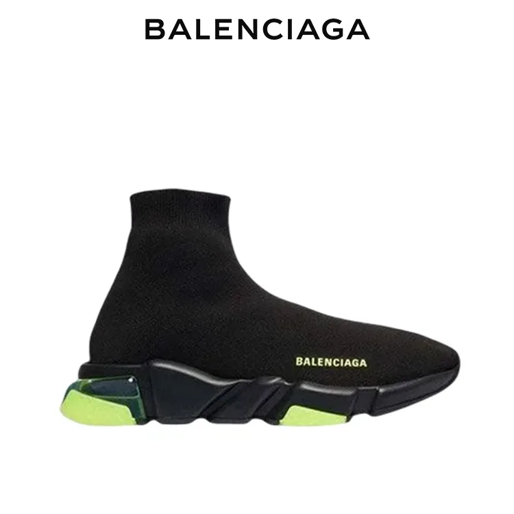 BALENCIAGA巴黎世家SPEED TRAINER男女襪套鞋 黑綠