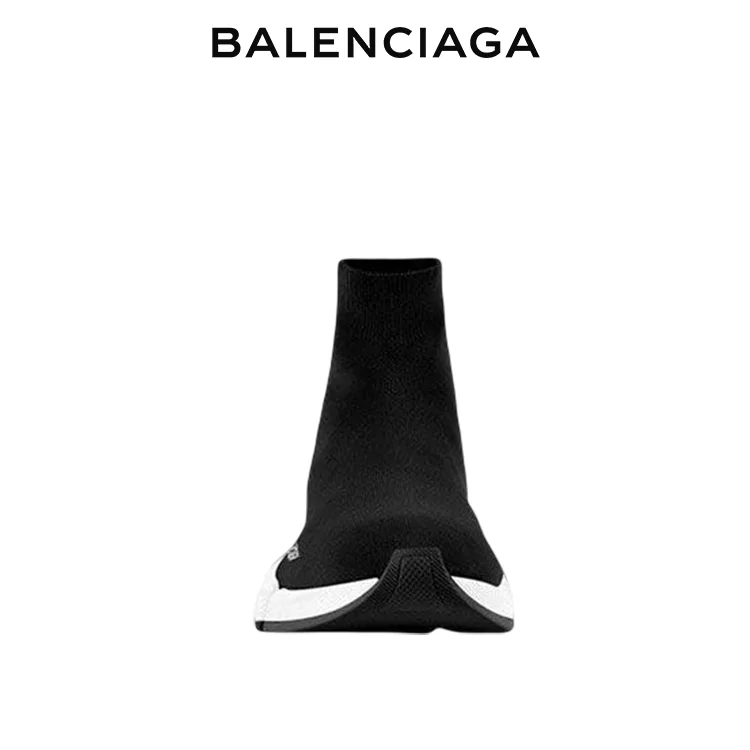 BALENCIAGA巴黎世家SPEED TRAINER 2.0黑白針織襪套鞋 男女同款