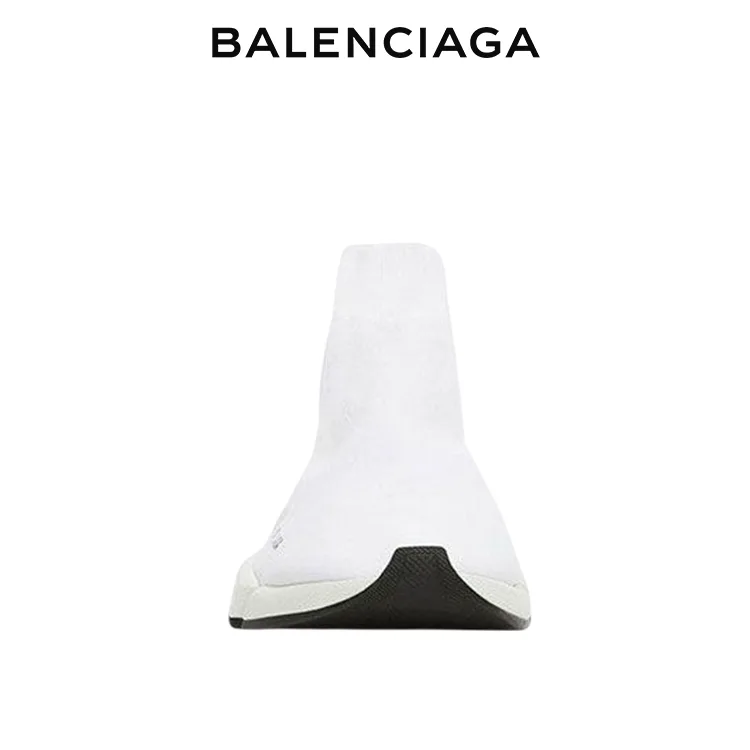 BALENCIAGA巴黎世家SPEED TRAINER 2.0白色針織襪套鞋 男女同款