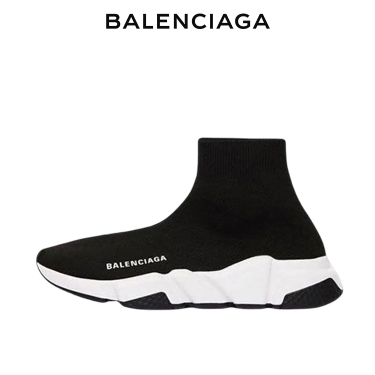 BALENCIAGA巴黎世家SPEED TRAINER黑白針織襪套鞋 男女同款