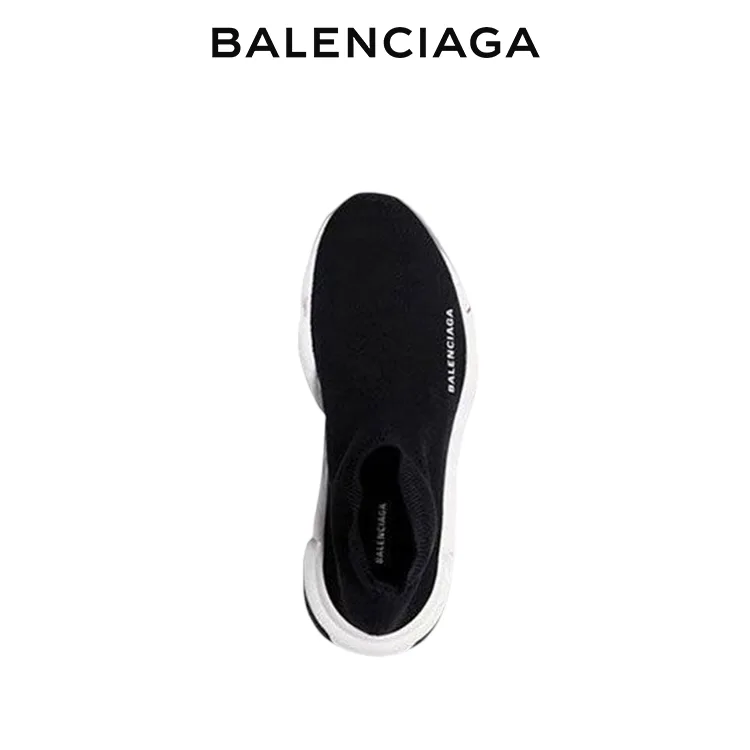 BALENCIAGA巴黎世家SPEED TRAINER黑白針織襪套鞋 男女同款