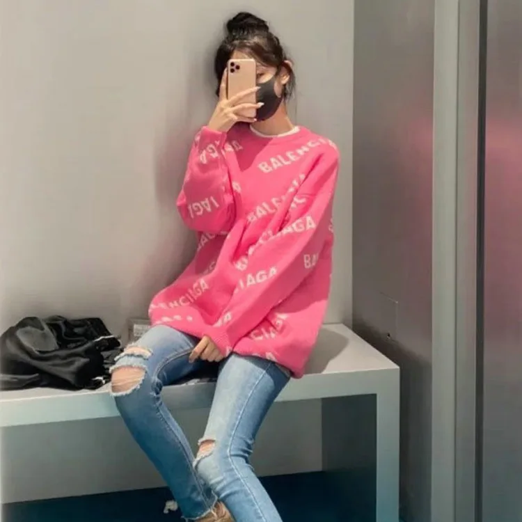 BALENCIAGA巴黎世家ALLOVER LOGO針織衫毛衣