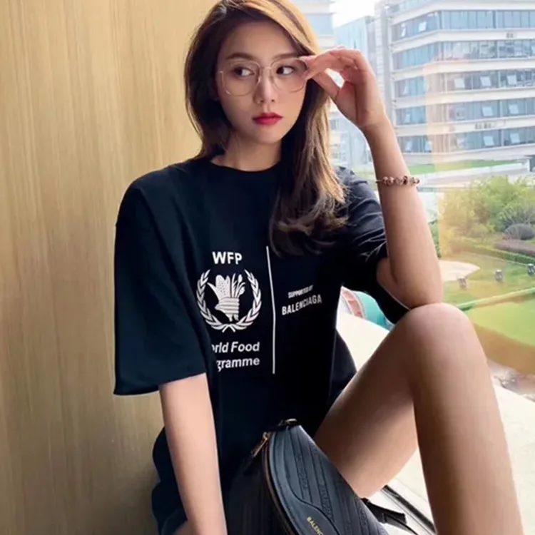 BALENCIAGA巴黎世家WFP慈善聯名世界糧食署麥穗印花字母短袖T恤