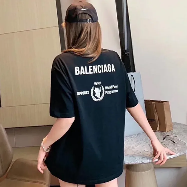 BALENCIAGA巴黎世家WFP慈善聯名世界糧食署麥穗印花字母短袖T恤
