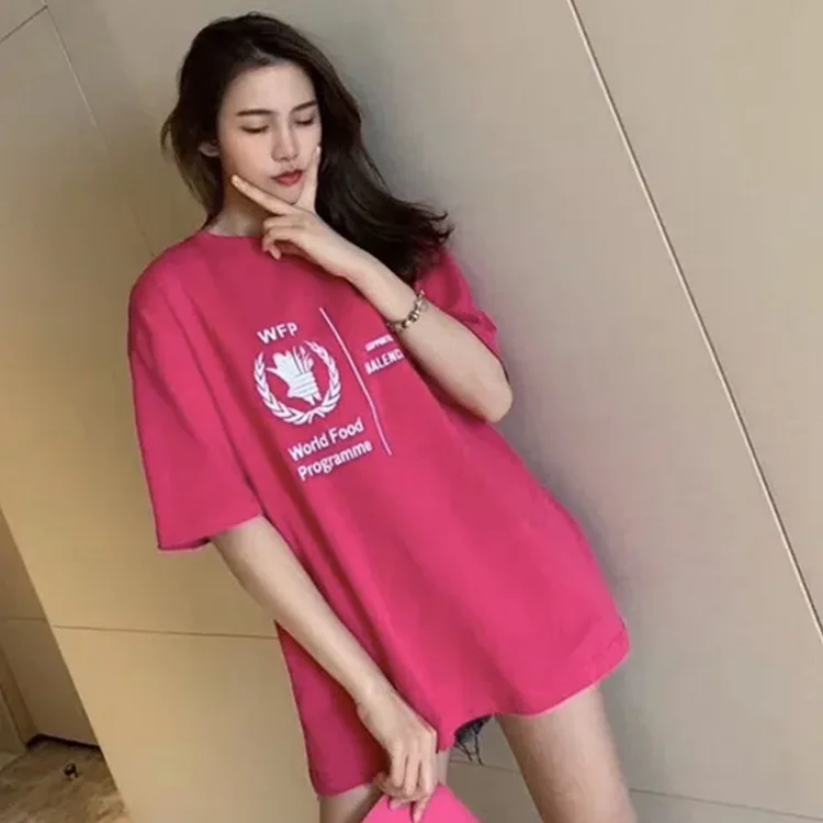 BALENCIAGA巴黎世家WFP慈善聯名世界糧食署麥穗印花字母短袖T恤