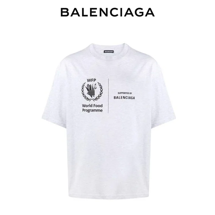 BALENCIAGA巴黎世家WFP慈善聯名世界糧食署麥穗印花字母短袖T恤
