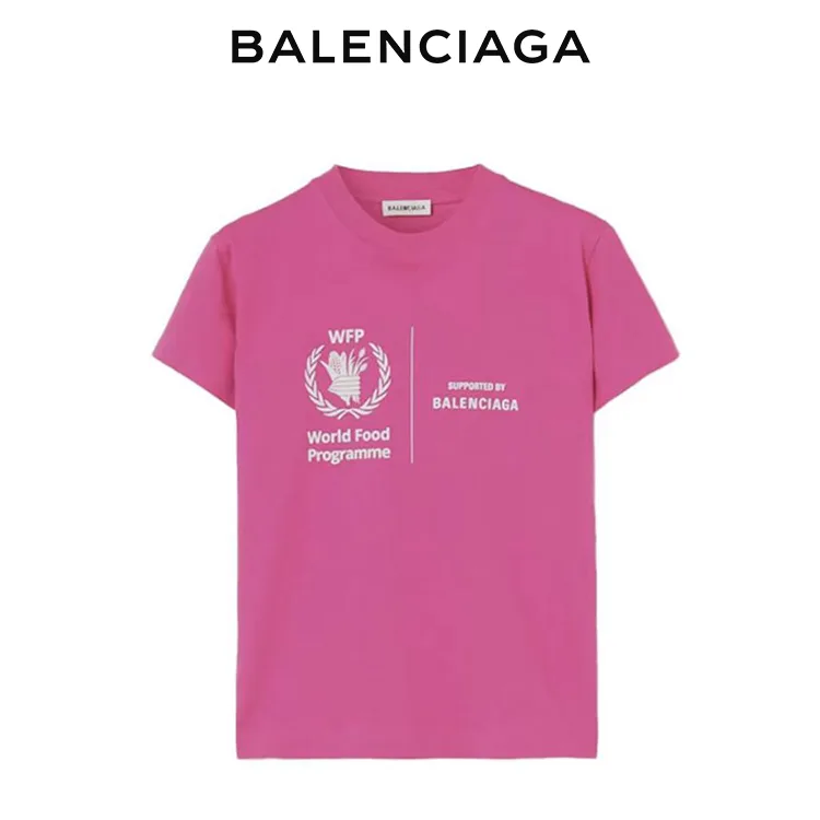 BALENCIAGA巴黎世家WFP慈善聯名世界糧食署麥穗印花字母短袖T恤