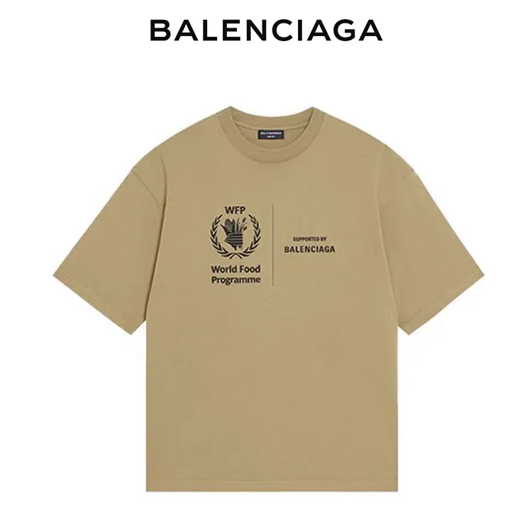 BALENCIAGA巴黎世家WFP慈善聯名世界糧食署麥穗印花字母短袖T恤