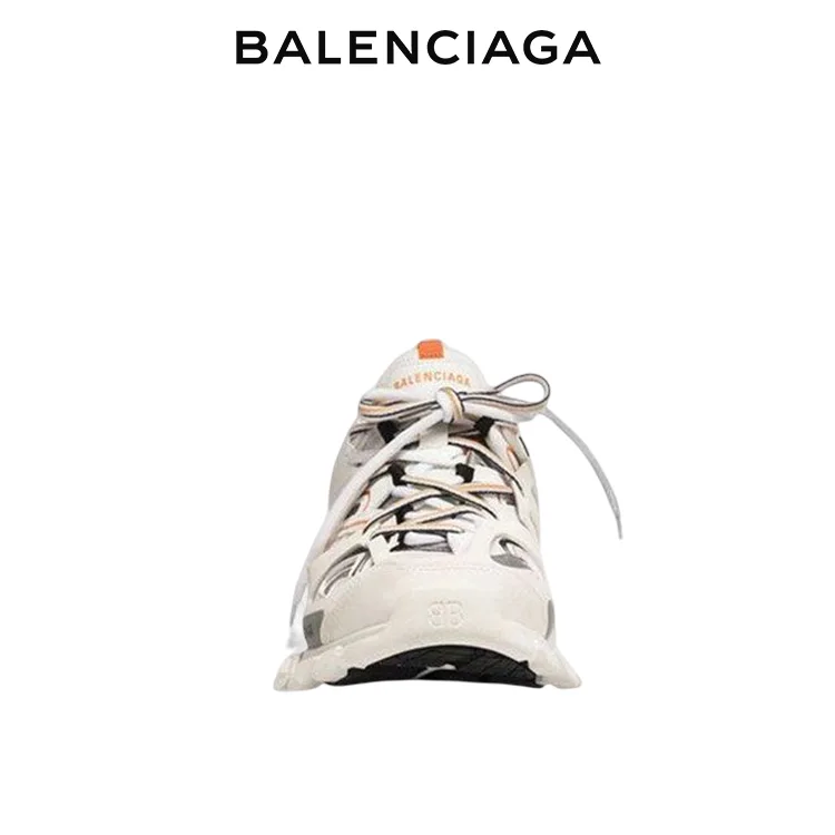 BALENCIAGA巴黎世家TRACK.3白橘雙色尼龍網布運動鞋 男女同款