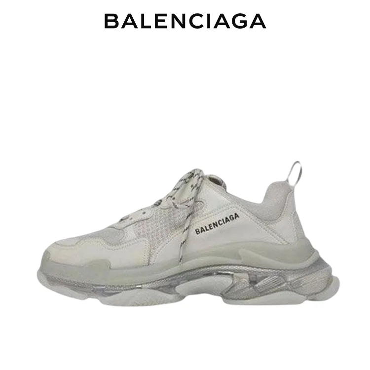 BALENCIAGA巴黎世家TRIPLE S CLEAR SOLE灰色老爹鞋 男女同款