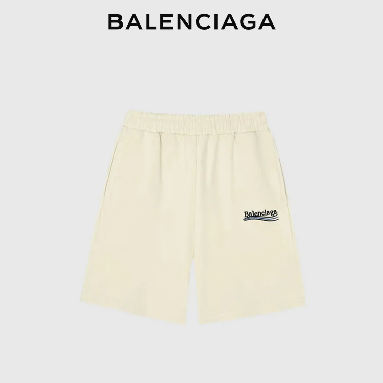 BALENCIAGA巴黎世家POLITICAL CAMPAIGN波浪可樂標字母刺繡短褲五分褲