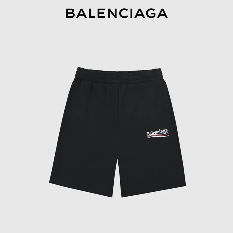 BALENCIAGA巴黎世家POLITICAL CAMPAIGN波浪可樂標字母刺繡短褲五分褲