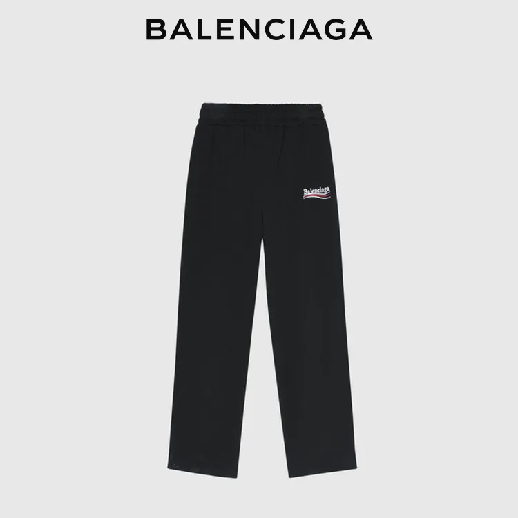 BALENCIAGA巴黎世家POLITICAL CAMPAIGN波浪可樂標字母刺繡闊腿長褲