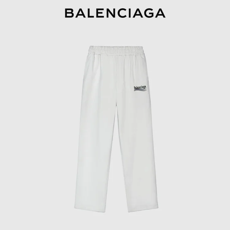 BALENCIAGA巴黎世家POLITICAL CAMPAIGN波浪可樂標字母刺繡闊腿長褲